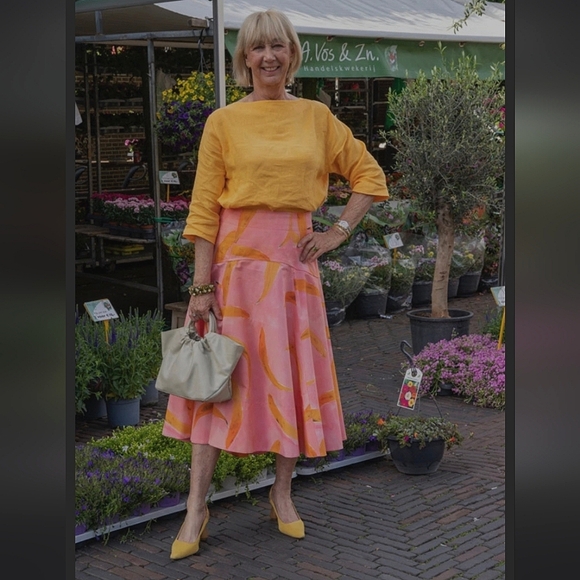 ZARA ZW COLLECTION PRINTED MID-WAIST ASYMMETRIC MIDI SKIRT 🧡💛💗 - Picture 12 of 12